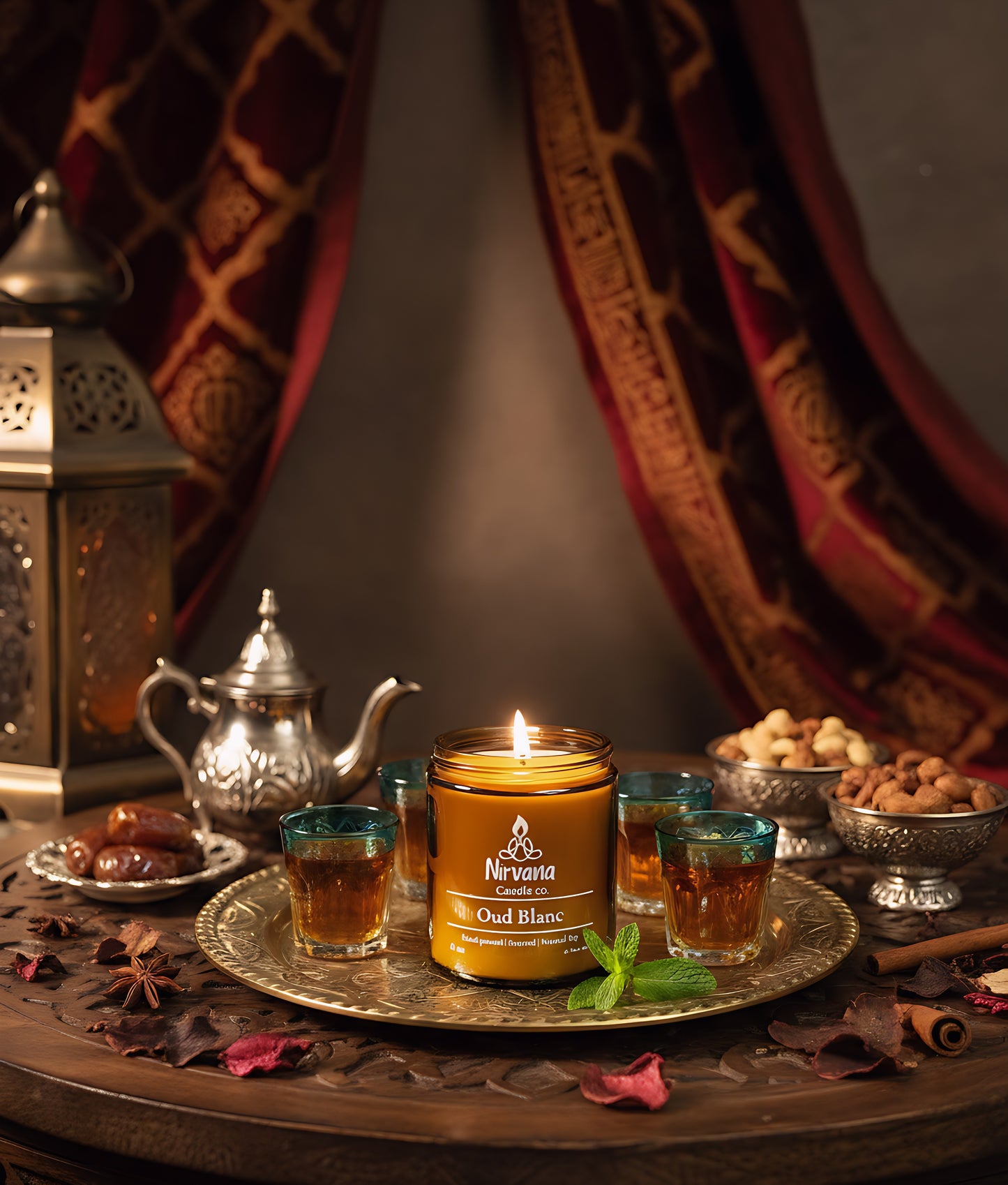 Oud Blanc white oud candle styled — luxury oud candle Pakistan