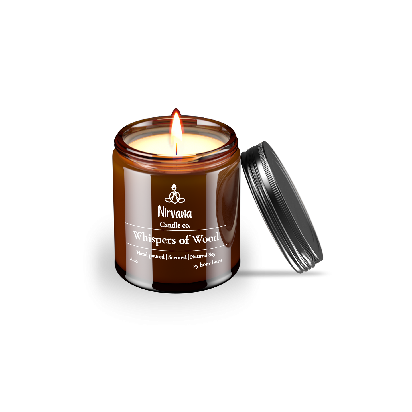 Whispers of Wood cedarwood candle product shot — luxury hand-poured candle Pakistan