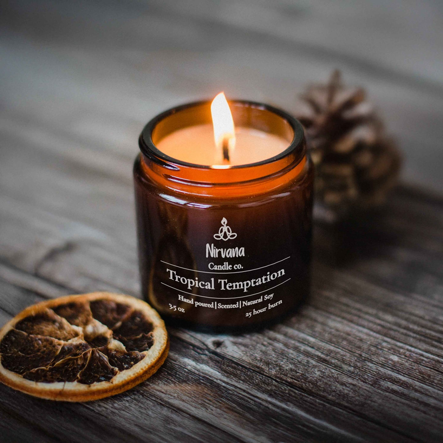 Tropical Temptation candle styled at home — luxury hand-poured candle Pakistan