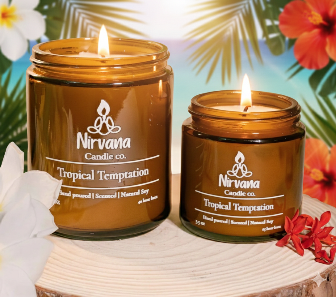 Tropical Temptation (Beach Vibes) - Hand Poured Scented Candle - Nirvana Candle Co.