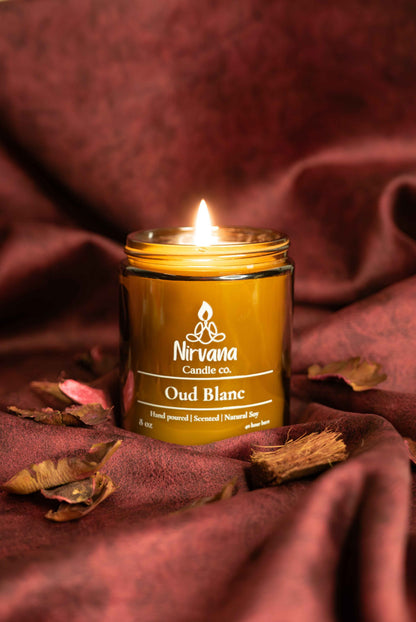 Oud Blanc white oud cream soy candle — luxury hand-poured candle Pakistan