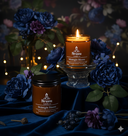 Midnight Bloom tuberose jasmine amber soy candle — luxury hand-poured candle Pakistan